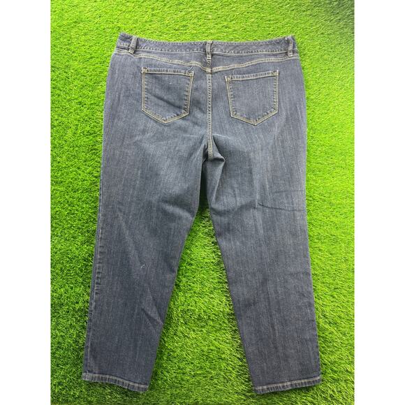 Liz Claiborne Woman Boyfriend Skinny Jeans Size 20W Plus Dark Wash Stretch Denim - Picture 2 of 12